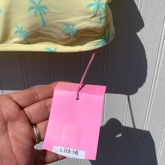 Stoney Clover yellow with palm tree bikini top L - Picture 2 of 7